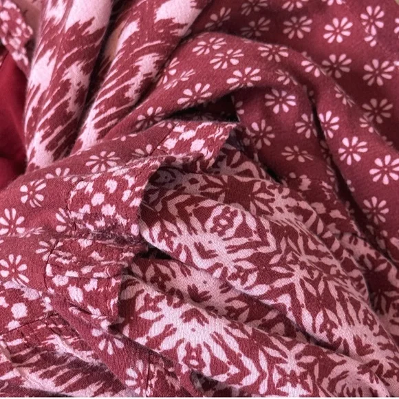 Anthropologie Dress Long Sleeve Tiered Skirt V-Neck Mini Knee Length Loose Fit L - Picture 10 of 15